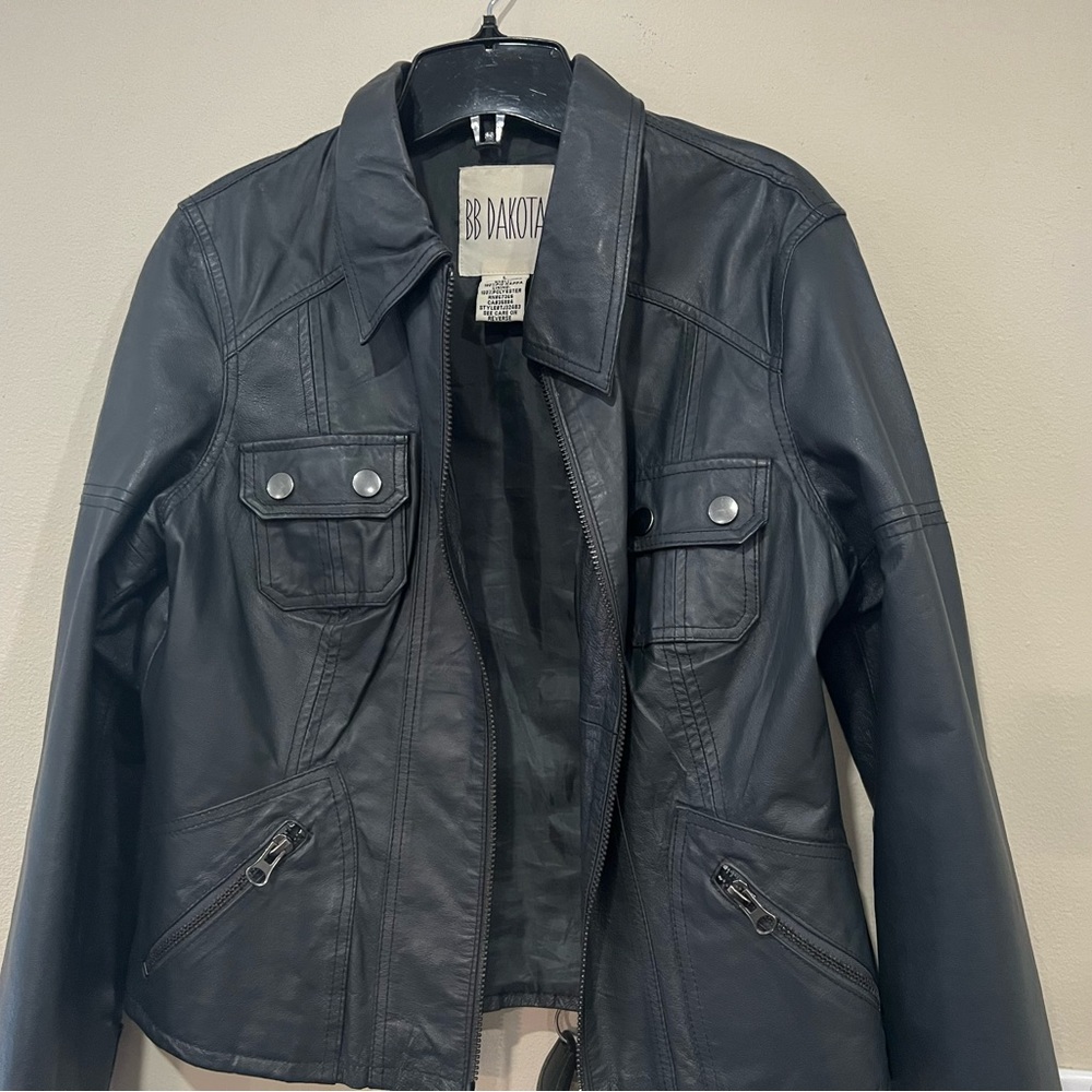 Dark Grey Faux Leather Jacket